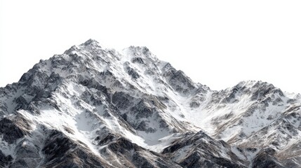 Obraz premium Majestic Snow Covered Mountain Peak Landscape Isolated on White Background for Design Projects