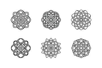 Set of Celtic Knot Mandalas in Vector Style with Looping Symmetrical Lines