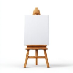 Blank Canvas on Wooden Easel Ready for Painting Art Studio Mockup