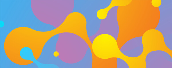 Colorful abstract background featuring fluid shapes in vibrant blue, orange, yellow, and purple tones