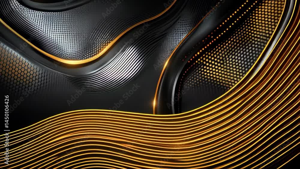 Aufkleber elegant abstract background featuring black textured surfaces with flowing golden line accents and c