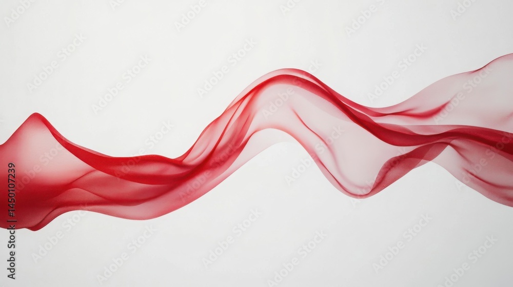 Poster abstract soft red wave pattern flowing across a white background, minimalist and clean presentation 