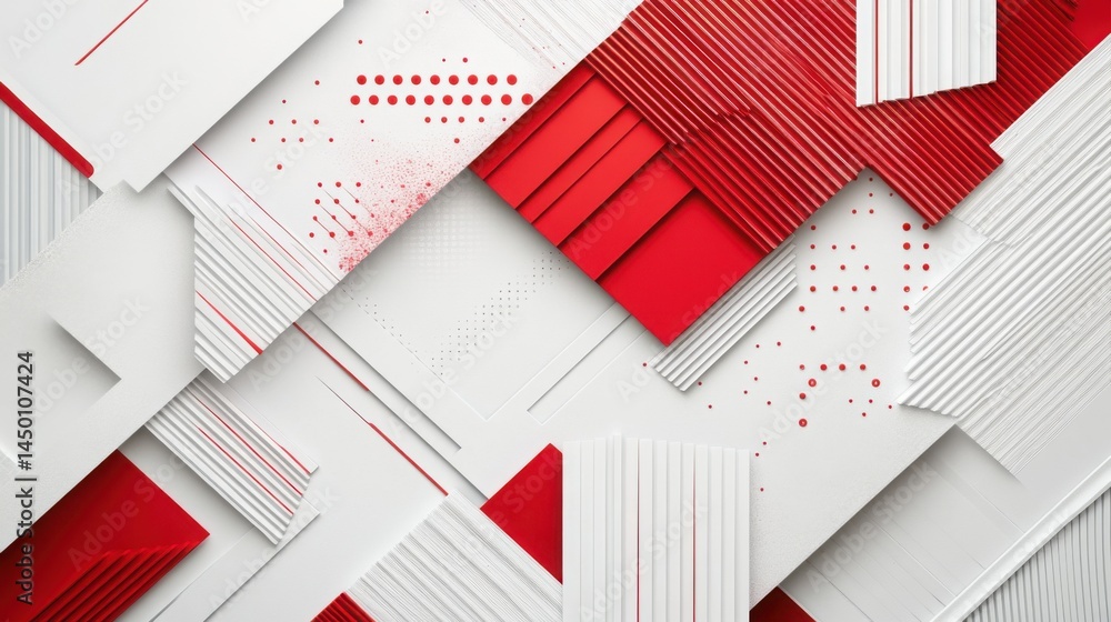 Poster elegant white and red patterned background, subtle gradient shapes and lines for corporate slides an