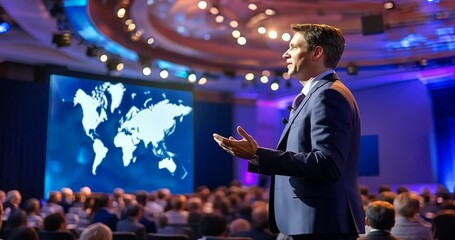 Engaging Keynote Speaker Addresses Global Audience at Business Conference