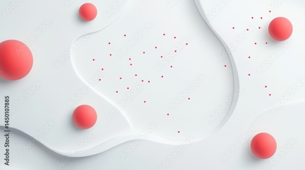 Poster smooth white presentation slide background with light red dots and curvy patterns, modern business t