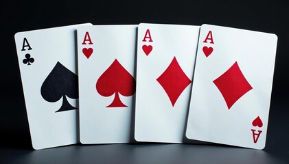 Four aces aligned, showcasing their distinct suit symbols , cards, royalty free