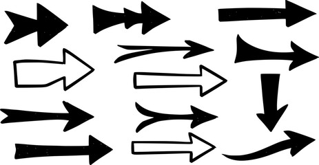 Set of arrow markers isolated PNG mark hand-drawn