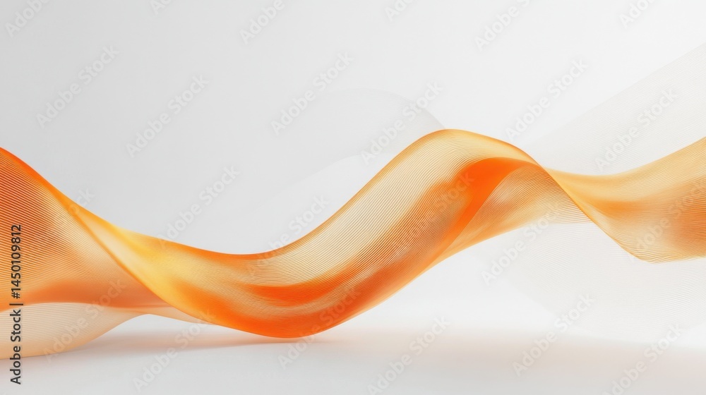 Poster clean white backdrop with smooth orange stripe patterns creating a simple, professional presentation