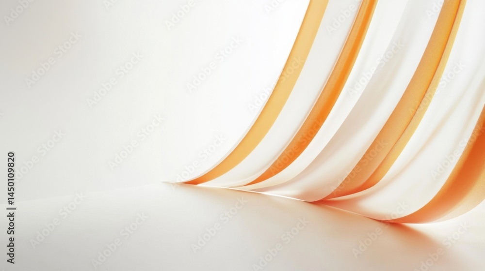 Poster clean white backdrop with smooth orange stripe patterns creating a simple, professional presentation