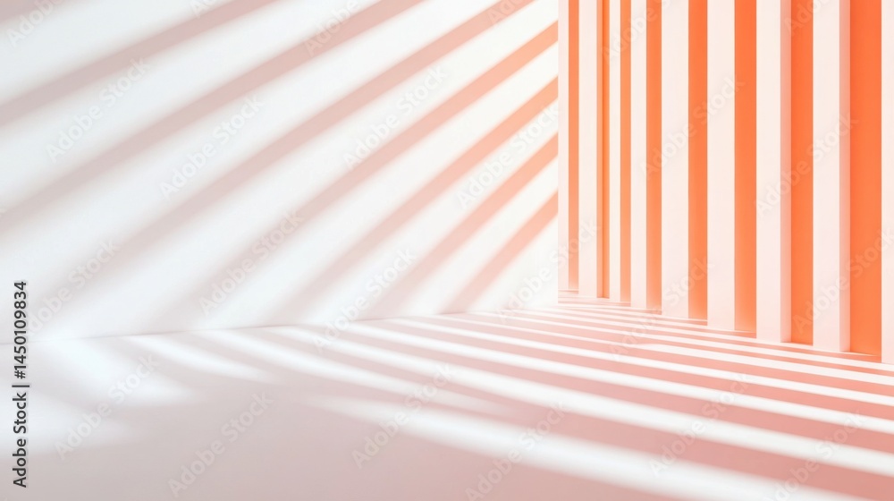 Poster clean white backdrop with smooth orange stripe patterns creating a simple, professional presentation