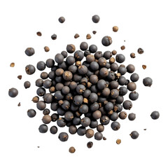 Juniper berries scattered on white background