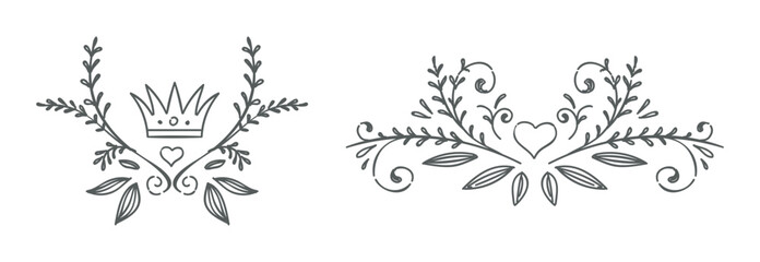 Set Hand drawn ornamental element