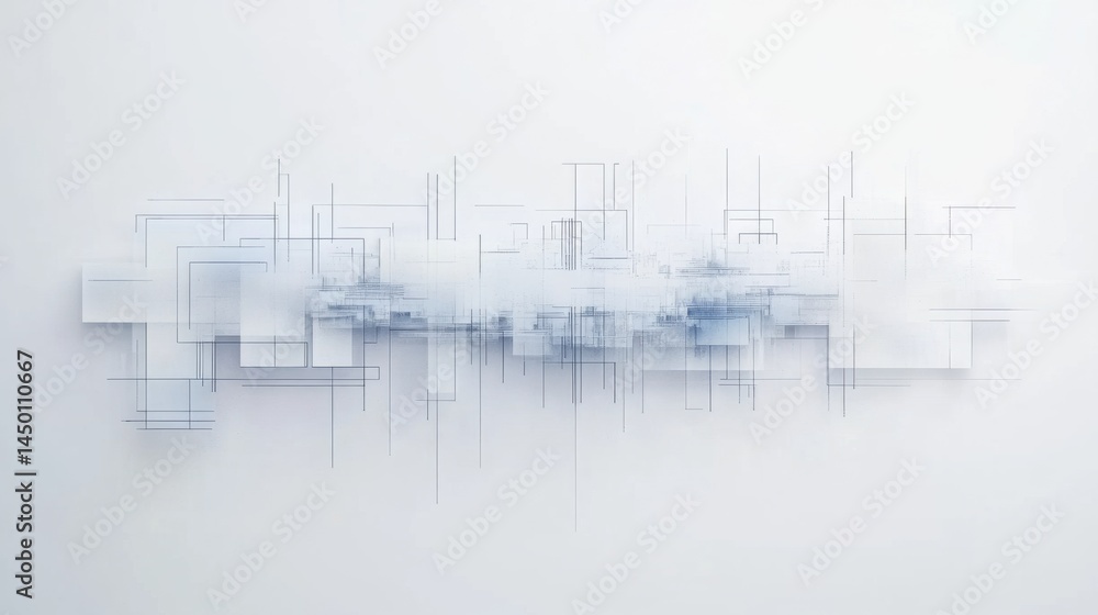 Poster abstract white canvas with faint blue geometric lines and tech-inspired patterns, ideal for clean bu