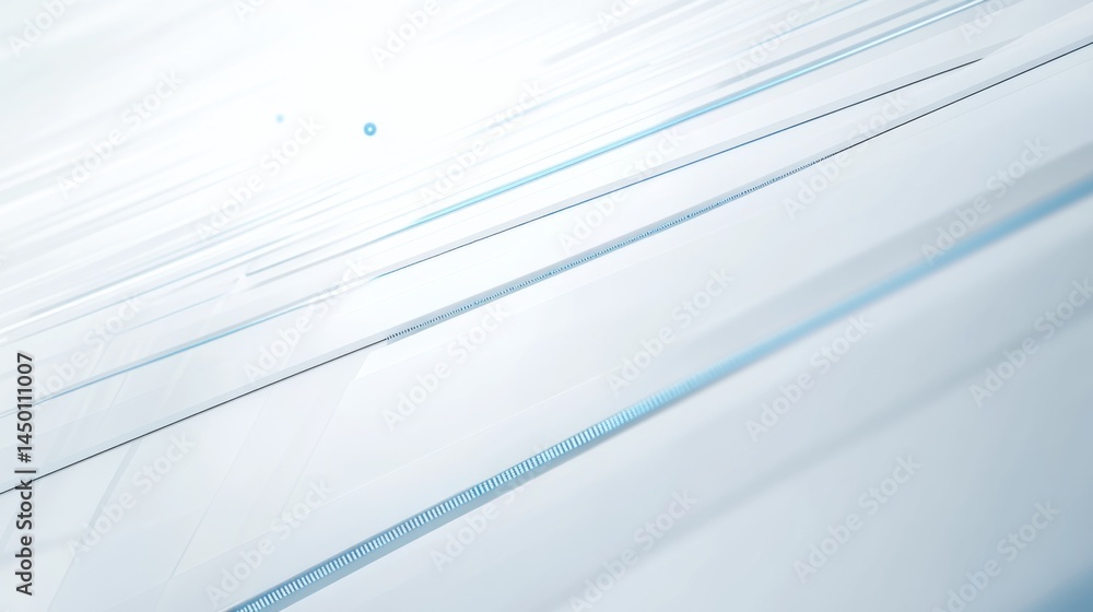 Poster clean white background with light blue linear tech stripes and data dots in the corners, perfect for