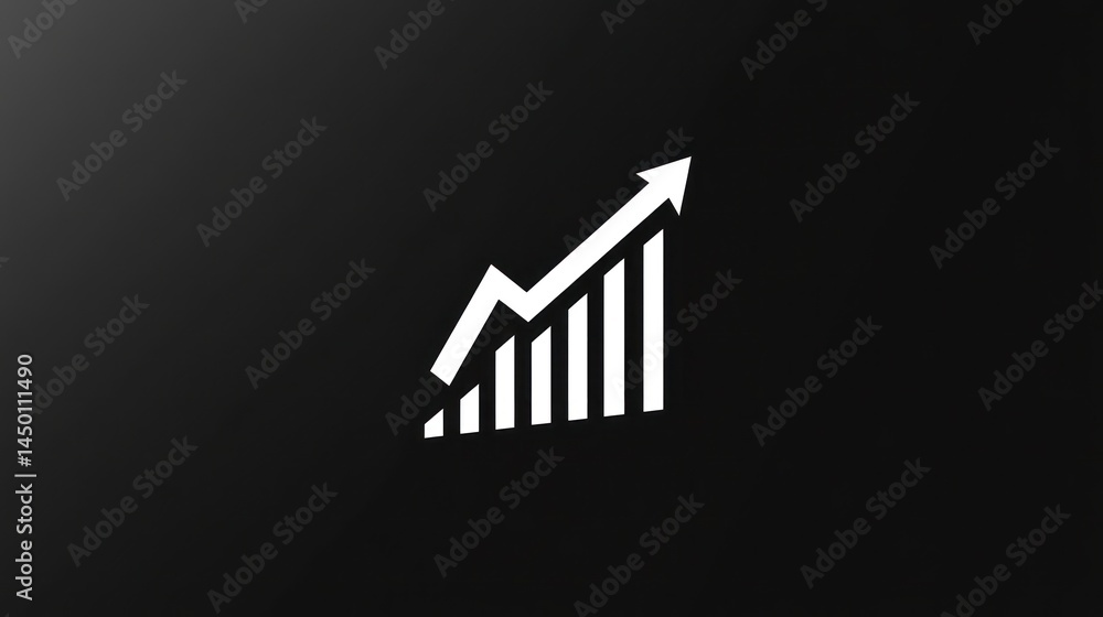 Aufkleber abstract graph of growth and progress on dark background, suitable for presentations or web design