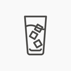 Iced drink cold glass icon vector sign
