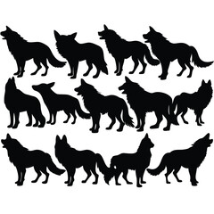 "Wolf Silhouette Vector Collection Featuring Howling, Tribal, and Wilderness Scenes for Logos, Tattoos, and Outdoor Art"