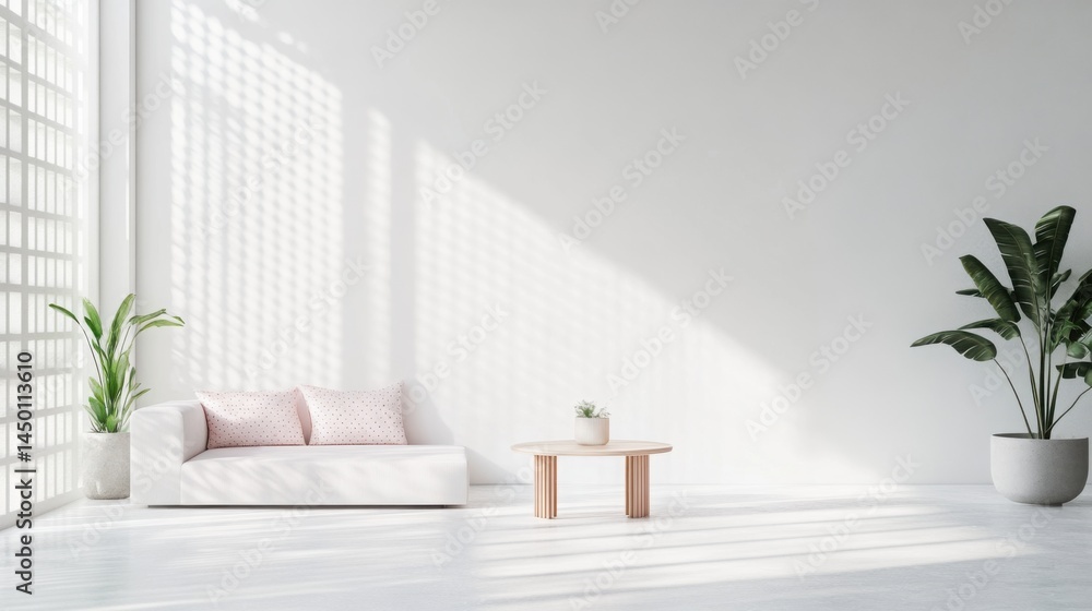 Poster elegant white presentation slide with faint pink dotted patterns adding a soft, playful touch to the