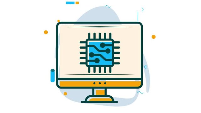 specialized hardware accelerator animation, application-specific integrated circuit animated video, Artificial intelligence Clip, Natural Language Processing footage Machine Learning motion graphics