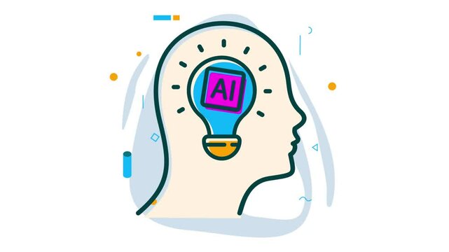 improving innovation mindset via ai animation, Genius forward thinking brain animated video, Artificial intelligence Clip, Natural Language Processing footage Machine Learning motion graphics