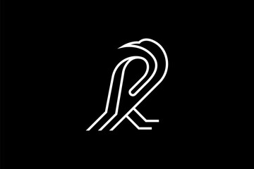 Line Black Crow bird Logo design vector image