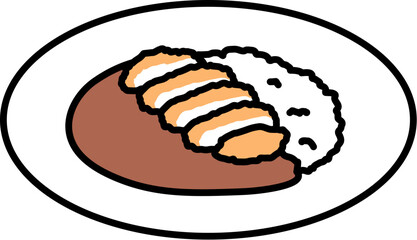 シンプルなカツカレーのイラスト