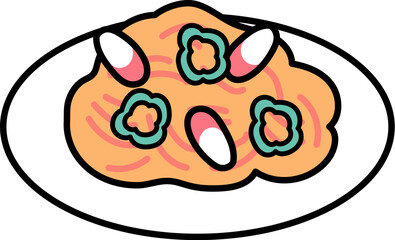 シンプルな洋食屋さんのナポリタンのイラスト