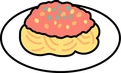 シンプルなイタリアンのミートソーススパゲッティのイラスト