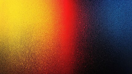 Colorful spray paints create a vibrant gradation spanning from yellow to red and then to blue