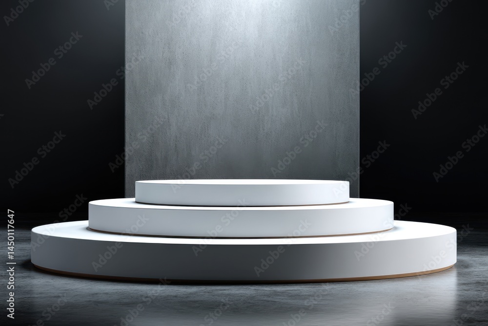 Aufkleber elegant podium setup on subtle backdrop emphasizing product positioning for promotional displays and
