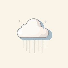 Weather cloud with rainfall, digital illustration on light background, with copy space