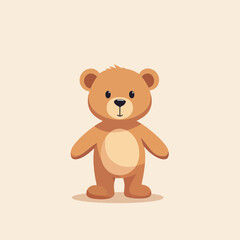 Cartoon teddy bear illustration on plain background, with copy space