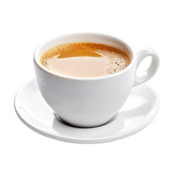 Fototapeta premium White ceramic cup of coffee, frothy top