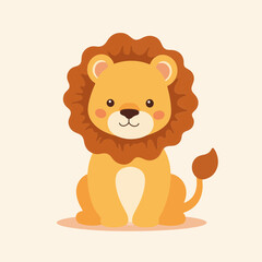 Cute Stylized Lion Character Illustration for Children's Art Projects, Educational Materials, Animal Awareness Campaigns, and Nursery Decor