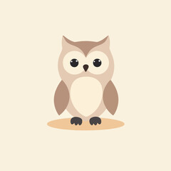 Cute Cartoon Owl Illustration on Minimalist Background for Children’s Art, Educational Blogs, Graphic Design, and Nature Awareness