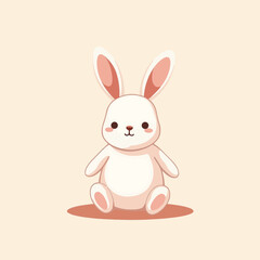 Cute Cartoon Bunny Illustration Sitting on Light Background for Spring and Easter Designs, Baby Products, Greeting Cards, and Children’s Art