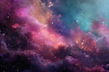 Naklejka premium Vibrant cosmic galaxy wallpaper for digital inspiration and artistic decor in contemporary interiors, perfect for creative minds seeking a unique atmosphere