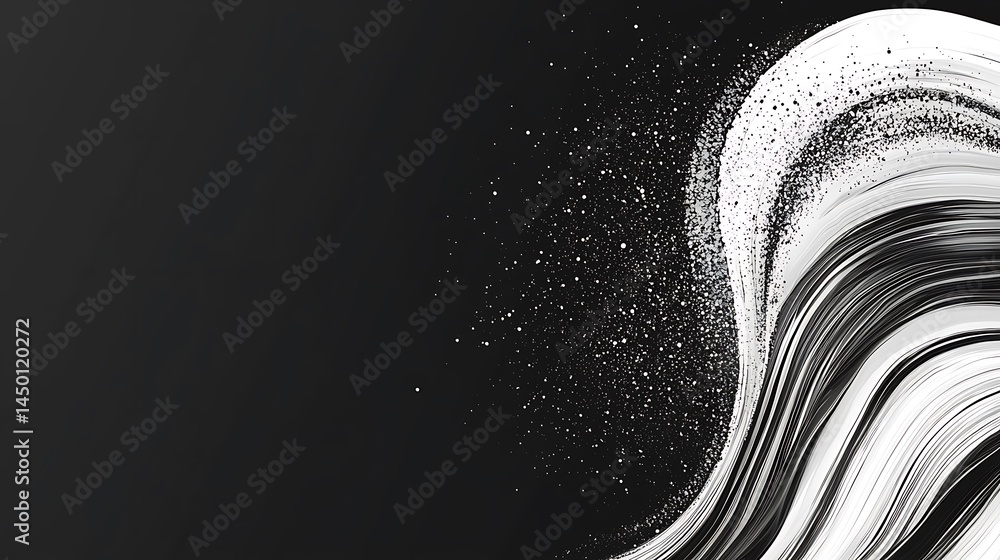 Aufkleber abstract monochrome design with dynamic lines and splashes.