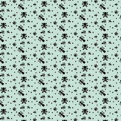 A refreshing muted mint base adds a calm and modern vibe to the strong black shapes.