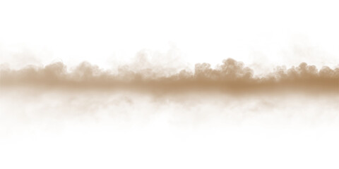 Dust sand soil smoke cloud particles isolated on transparent white background. Brown sandstorm smog...