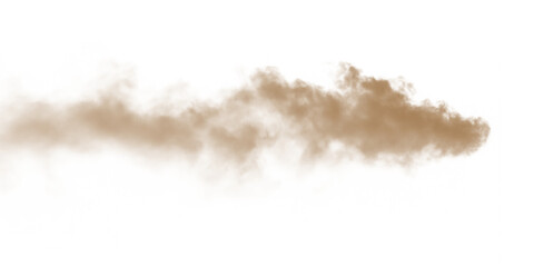 Dust sand soil smoke cloud particles isolated on transparent white background. Brown sandstorm smog sand dust explosion rising. Design elements for Compositing, covering, overlay, PNG