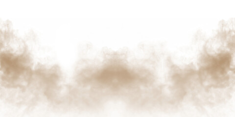 Dust sand soil smoke cloud particles isolated on transparent white background. Brown sandstorm smog sand dust explosion rising. Design elements for Compositing, covering, overlay, PNG