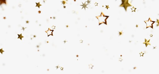 Sparkling gold stars on white background. Perfect for celebration, holiday, or festive designs.