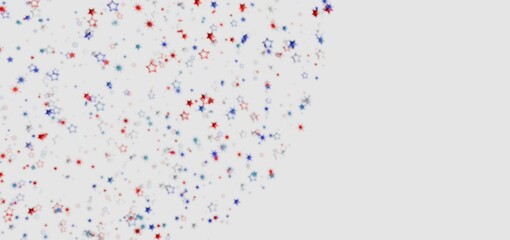 Festive backdrop of red, white, and blue stars. Perfect for Independence Day or patriotic designs.