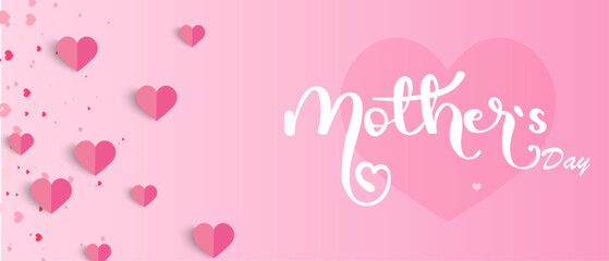 Happy Mothers Day, pink flower calligraphy poster. Vector chamomile blossom decoration for Mother's day or sale shopping special offer banner. Best Mom ever greeting card