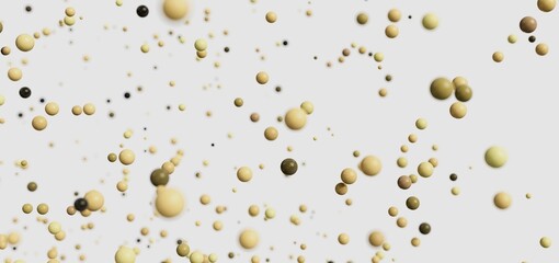 Elegant abstract background with floating spheres in beige and olive green shades. Perfect for presentations or website design.