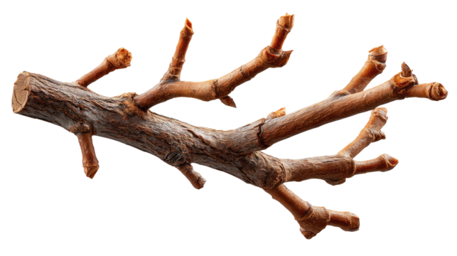 Bare Branch Detail: A close-up captures the intricate detail of a bare branch, showcasing its texture, color, and the dormant buds hinting at the promise of spring.