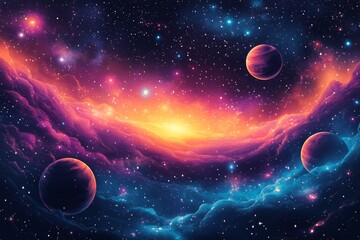 Cosmic Nebula Planets, Stars, and Galactic Clouds