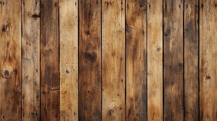 Naklejka premium Aged wooden planks arranged in vertical lines, showing varied tones of brown.