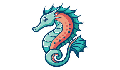 Obraz premium Cute cartoon seahorse illustration for kids
